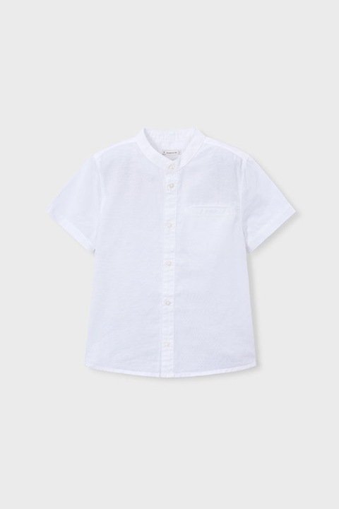 Mayoral, Camasa din bumbac si in cu guler Mao, Alb optic