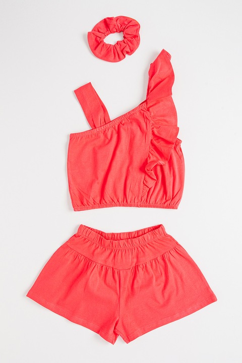 Mayoral, Set de top, pantaloni scurti si elastic de par - 3 piese, Rosu
