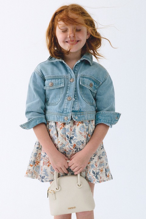 Mayoral, Jacheta crop din denim, Albastru deschis