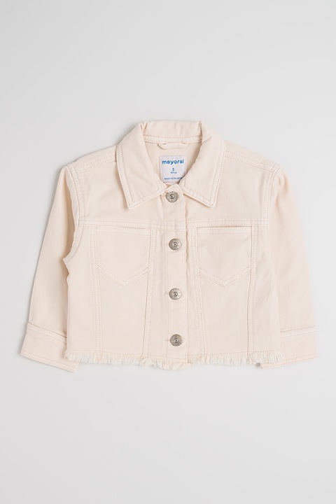 Mayoral, Jacheta din denim cu terminatie franjurata, Bej deschis
