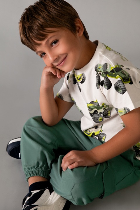 Mayoral, Pantaloni de trening relaxed fit cu snur de ajustare, Verde