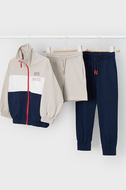 Mayoral, Set de bluza de trening, pantaloni scurti si lungi, Grej/Bleumarin