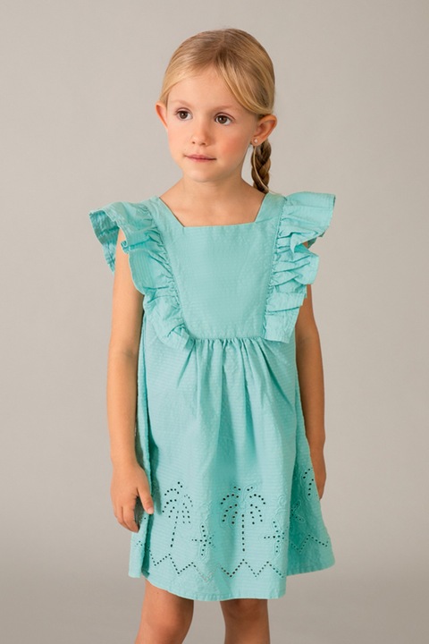 Mayoral, Рокля с бродерии и набрани ръкави, Ментово зелено