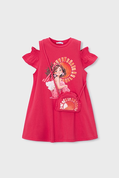 Mayoral, Рокля с отвори на раменете и чанта през рамо, Червен