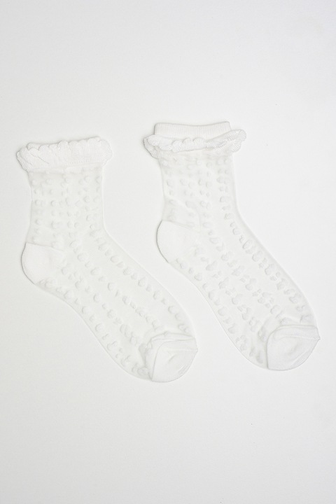 Abel & Lula, Sosete scurte din amestec de bumbac cu volane, Alb