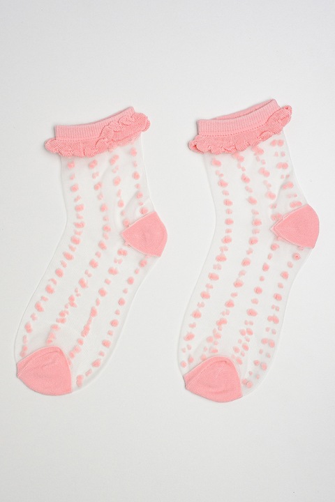 Abel & Lula, Sosete scurte din amestec de bumbac cu volane, Roz deschis