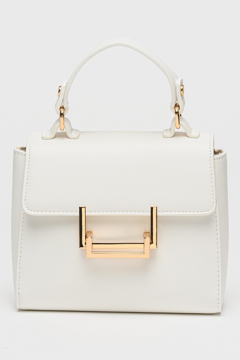 Abel & Lula, Geanta din piele ecologica cu maner si bareta din lant, Alb