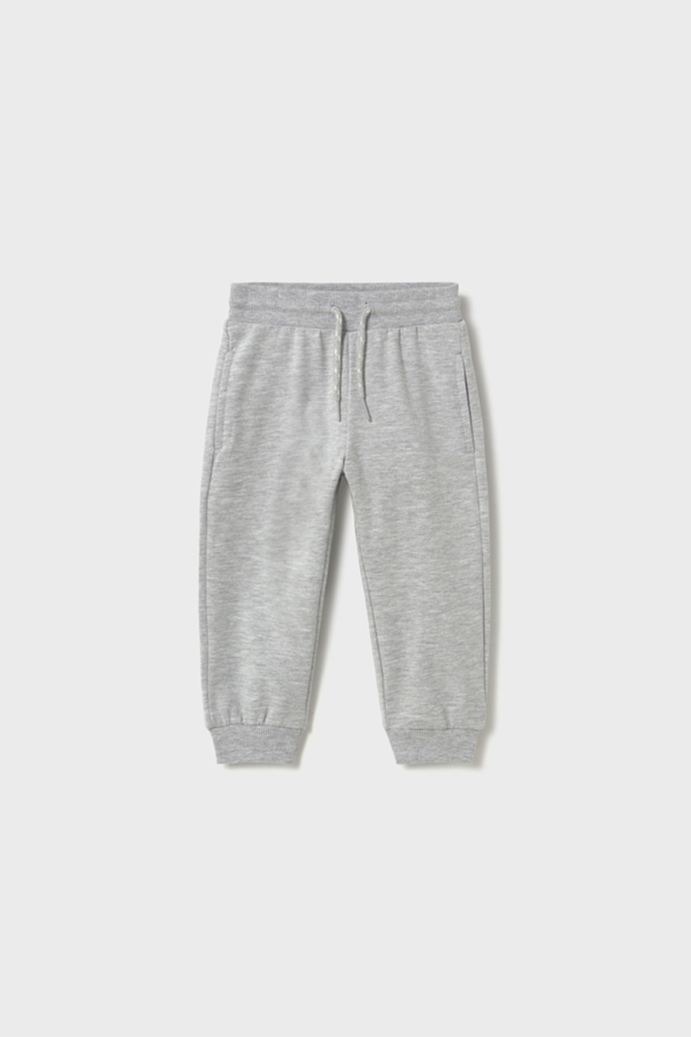 Mayoral, Pantaloni de trening din amestec de bumbac cu snur, Maro nisip, Grej, 86 CM