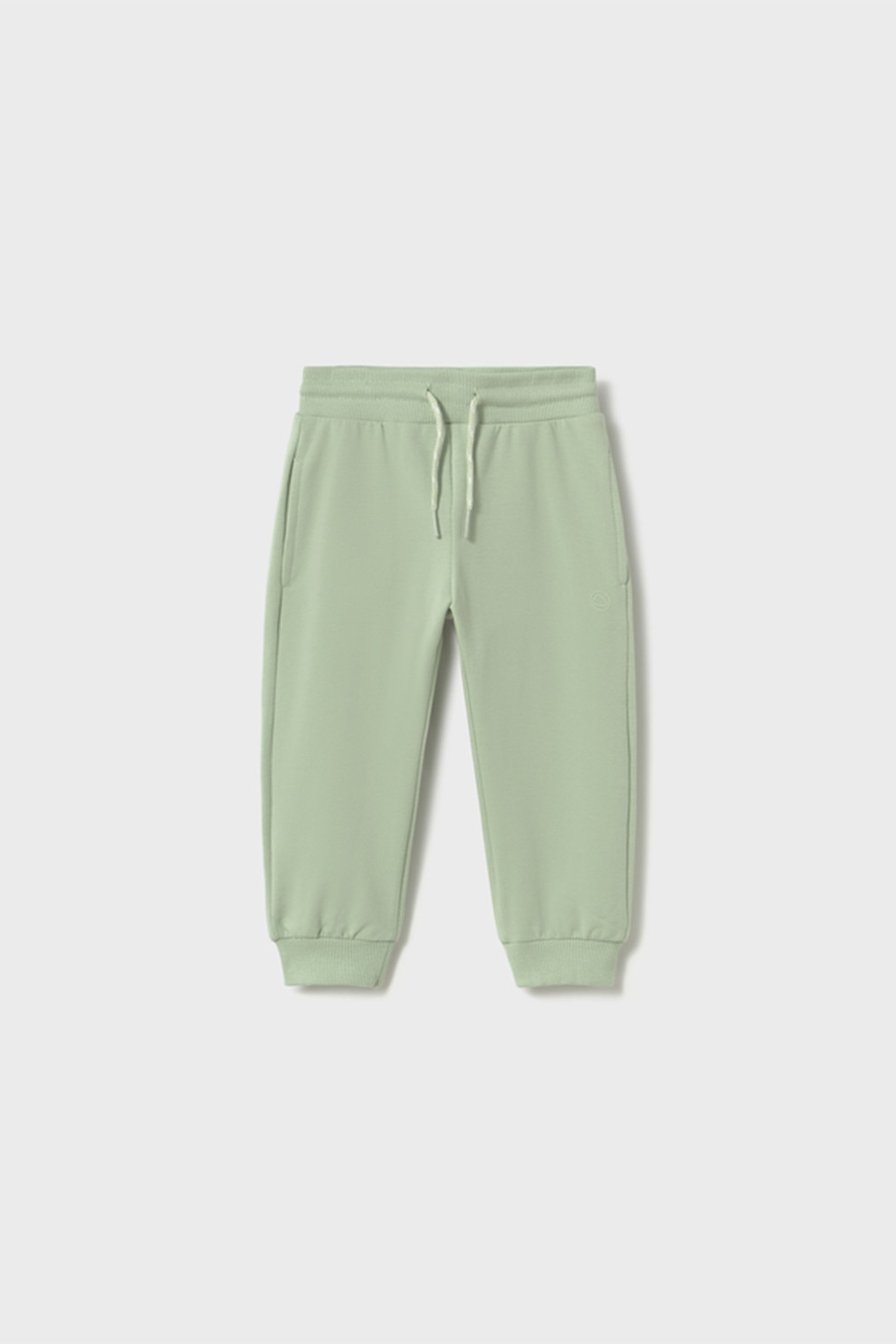 Mayoral, Pantaloni de trening din amestec de bumbac cu snur, Verde inchis, Verde feriga, 86 CM