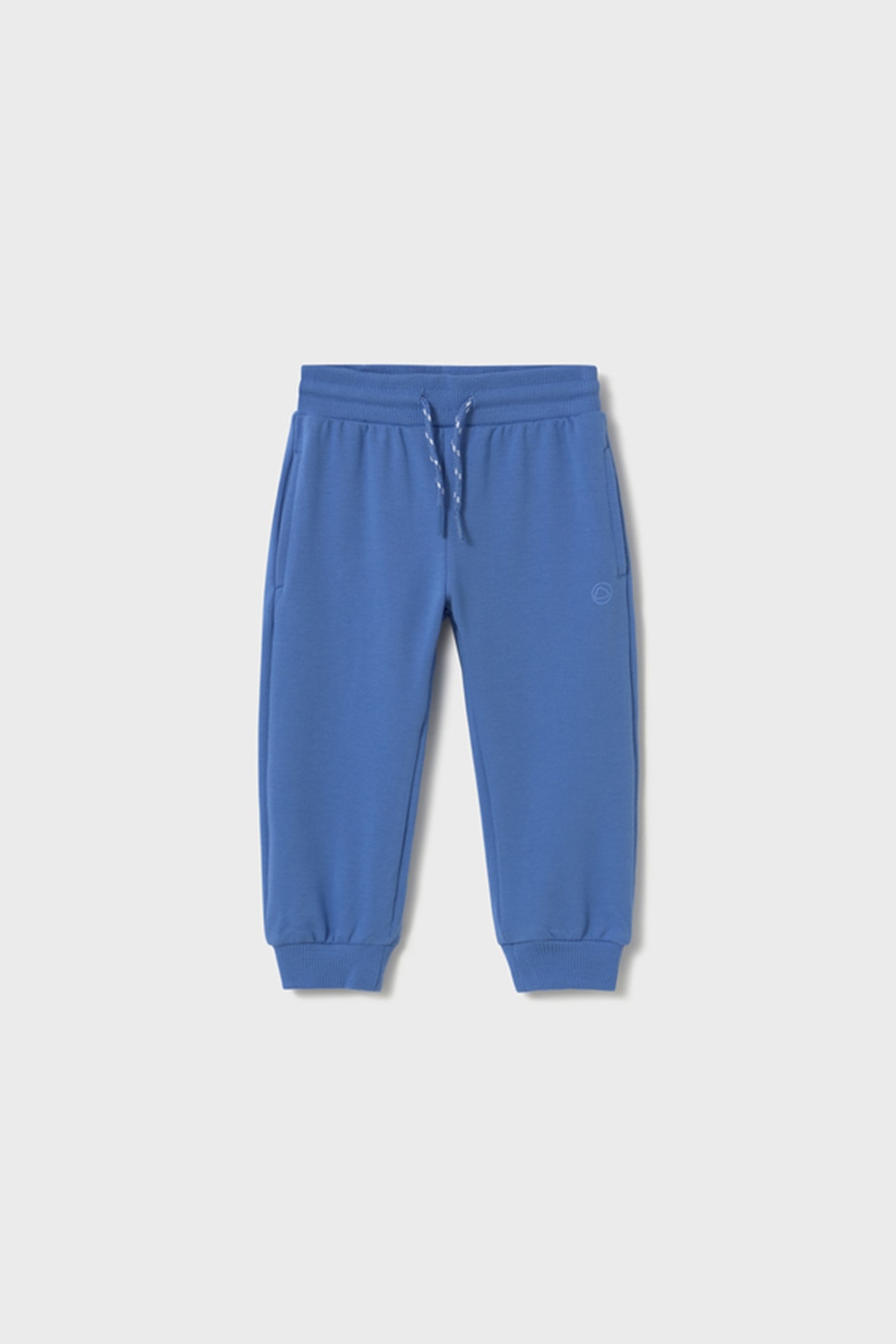 Mayoral, Pantaloni de trening din amestec de bumbac cu snur, Albastru inchis, Albastru melange, 86 CM