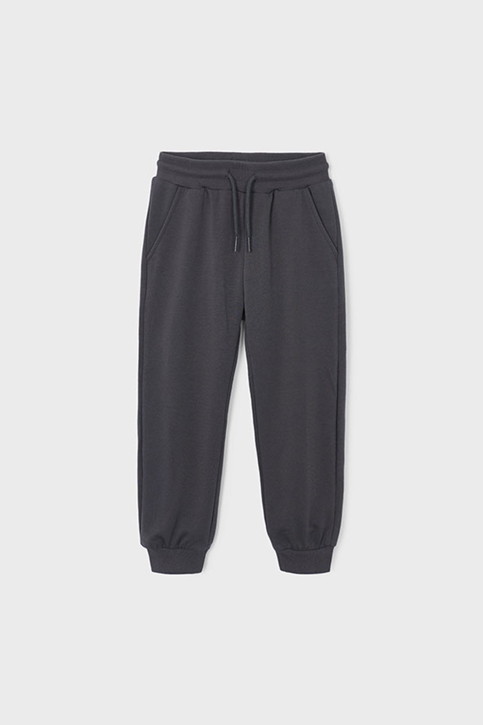 Mayoral, Pantaloni de trening cu model uni si snur de ajustare, Gri carbune, 104 CM