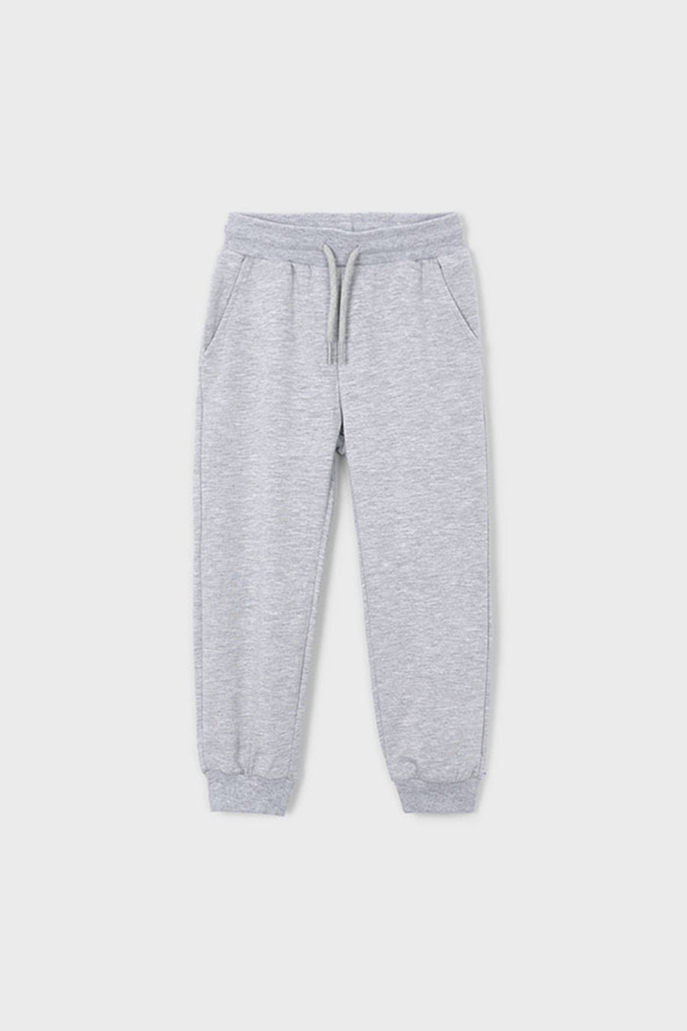Mayoral, Pantaloni de trening cu model uni si snur de ajustare, Gri deschis melange, 116 CM