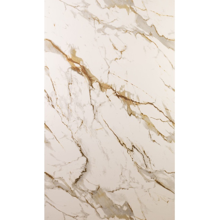 Placa PVC Marmura bej 2400x1220mm, model cu vinisoare discrete, finisaj elegant
