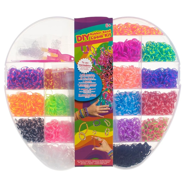 Set Elastice Colorate Rubber Band Loom Kit pentru Bratari