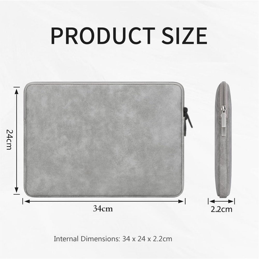 Husa pentru MacBook Pro/Air sau Laptop 13 Sleeve din piele PU premium, 13 -13.9 inch, Gri deschis