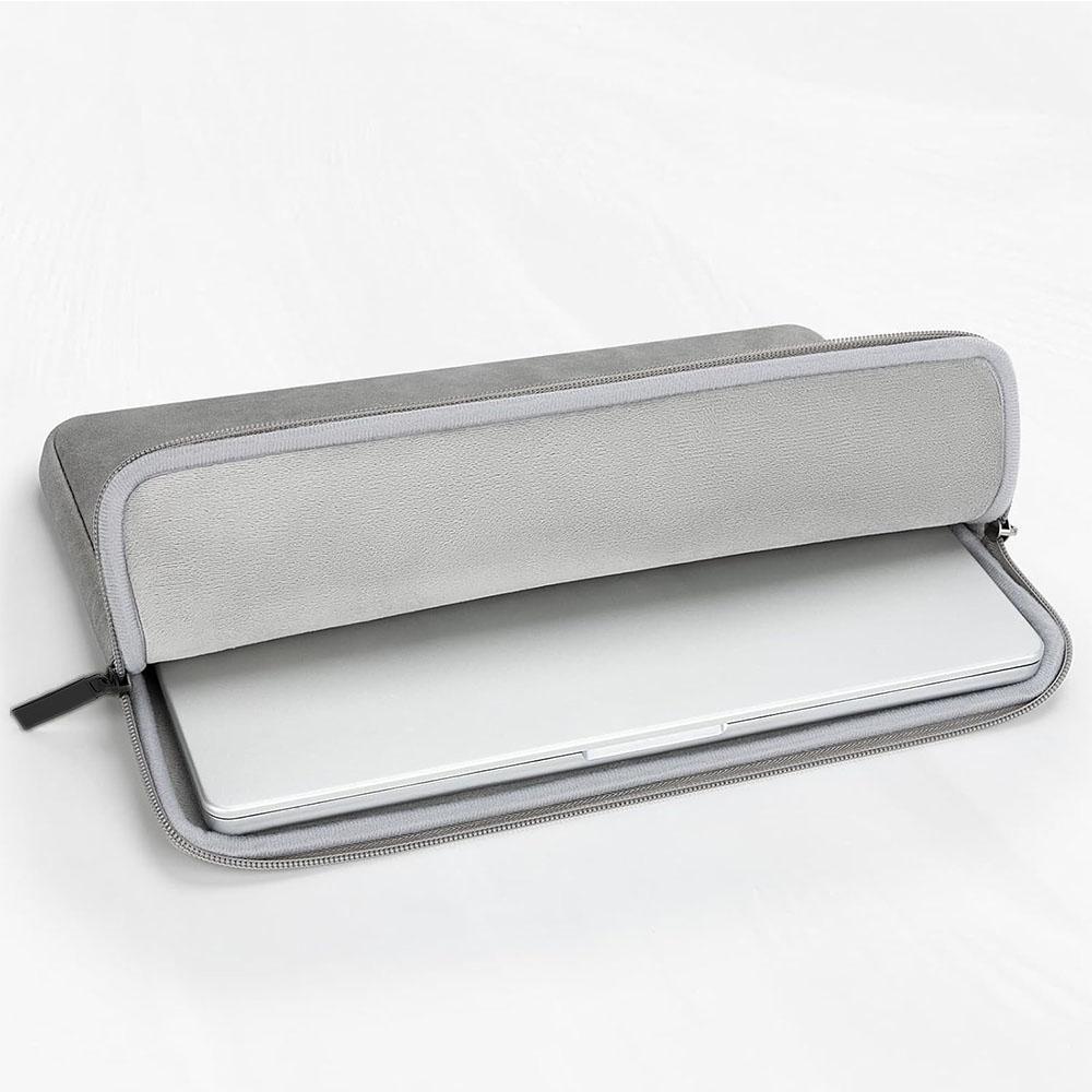 Husa pentru MacBook Pro/Air sau Laptop 13 Sleeve din piele PU premium, 13 -13.9 inch, Gri deschis
