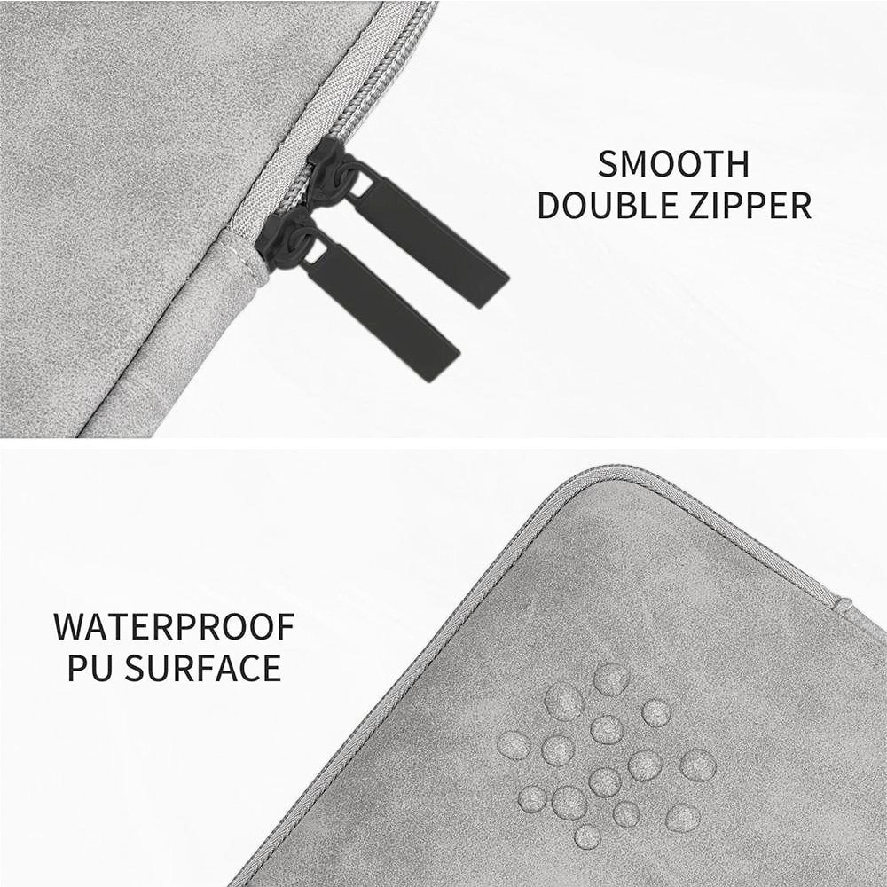 Husa pentru MacBook Pro/Air sau Laptop 13 Sleeve din piele PU premium, 13 -13.9 inch, Gri deschis