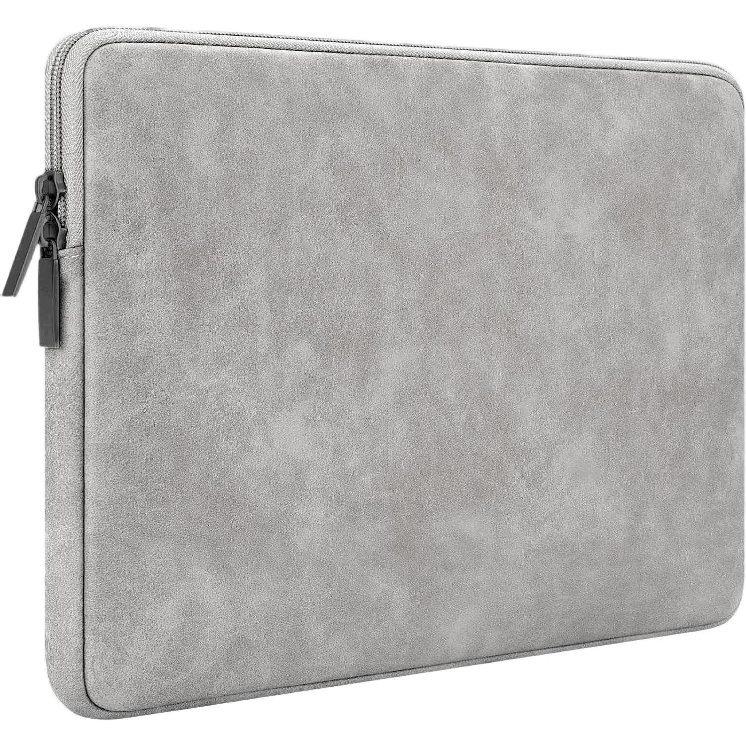 Husa pentru MacBook Pro/Air sau Laptop 13 Sleeve din piele PU premium, 13 -13.9 inch, Gri deschis