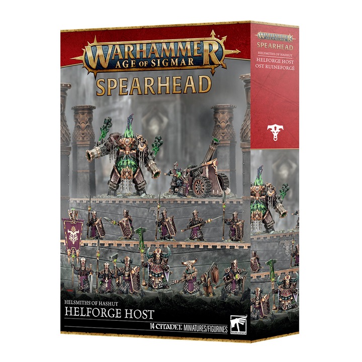 Разширение за игра Warhammer Age of Sigmar, Helforge Host Spearhead Helsmiths of Hashut, Games Workshop, 14 модела за сглобяване, сив