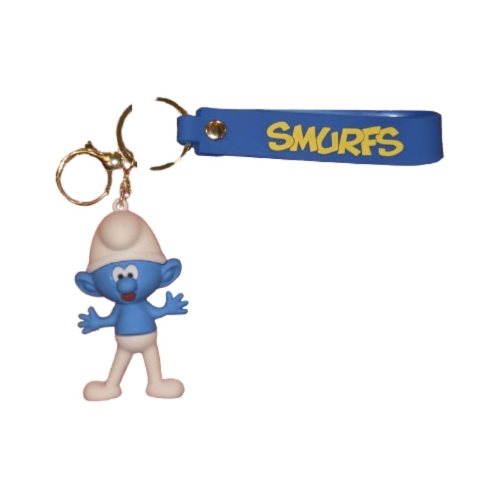 Kulcstartó Hupikék törpikék VICTINY ® Hupikék törpikék és papa, 5 cm, kék/fehér