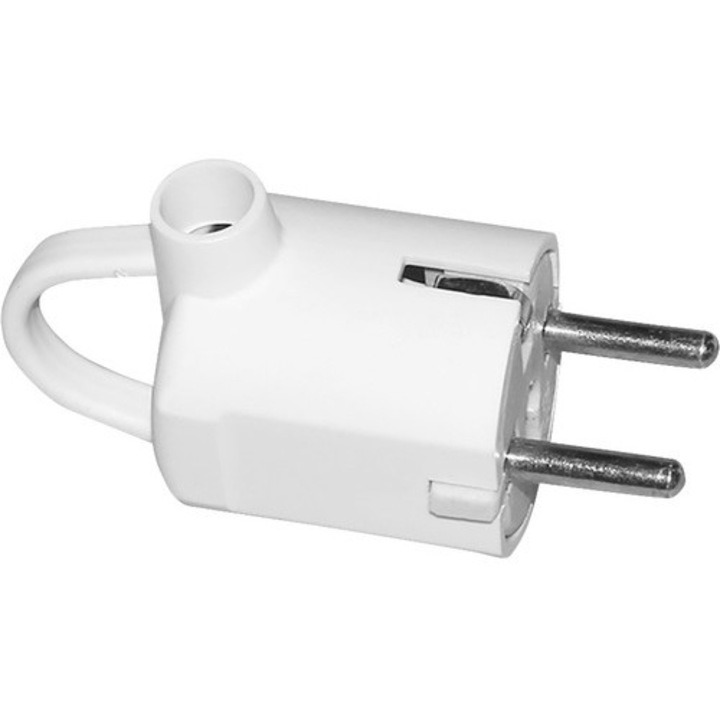 Stecher ceramic cu contact de protectie si inel de tragere alb