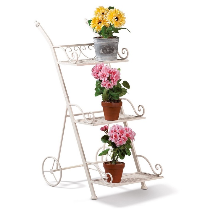 Fehér vas virágtartó 50 x 37,5 x 80 m