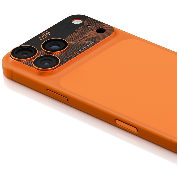Protectie camera foto Skinarma Sonix Full Aluminium compatibila cu iPhone 17 Pro Max, Portocaliu
