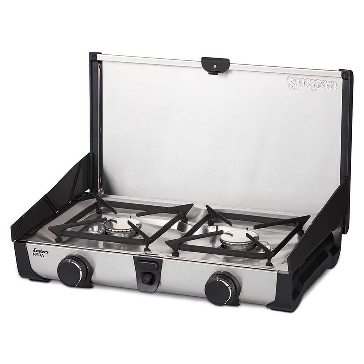 Aragaz dublu cu gaz cu aprindere piezoelectrică RYDA 2Z, Protecție împotriva vântului, putere 4, 6 kW