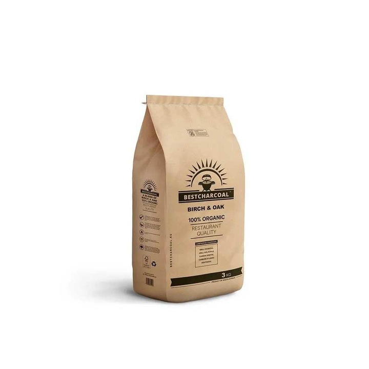 Cărbuni Bestcharcoal din mesteacăn și stejar – Calitate Restaurant 3 kg