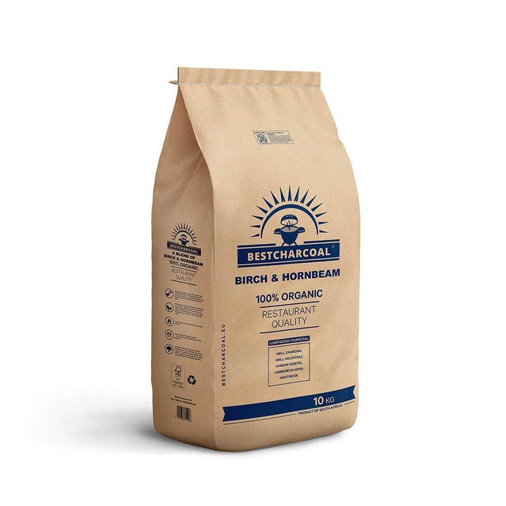 Cărbune Bestcharcoal din mesteacăn și carpen – Restaurant Quality 10 kg