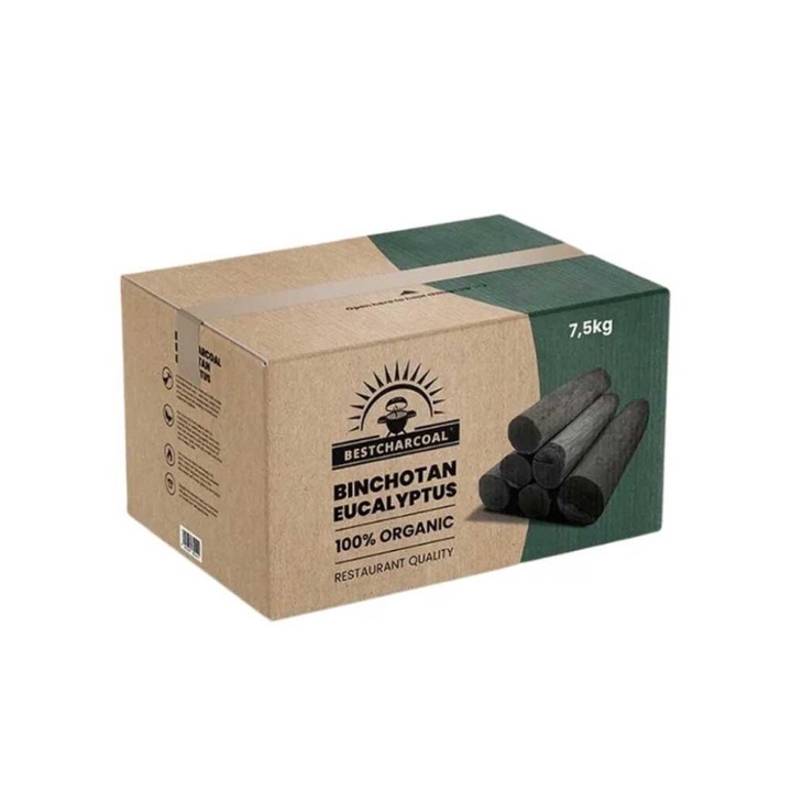 Cărbuni pentru grătar Bestcharcoal – Binchotan Eucalyptus 7.5 kg, Cărbuni de cea mai înaltă calitate pentru grătar