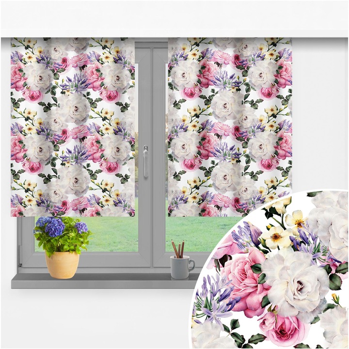 Perdele gata facute, cu tunel 70x100, set 2 piese, multicolor, model 010