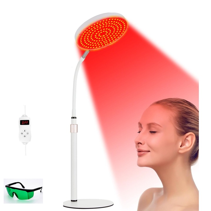 Lampa terapie cu lumina rosie, 660nm si 850nm, reglabila, cu temporizator si suport stabil