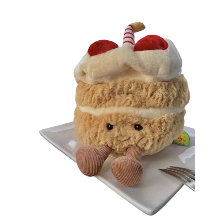 Плюшена играчка Торта за рожден ден, сладък дизайн, многоцветна, 20 см