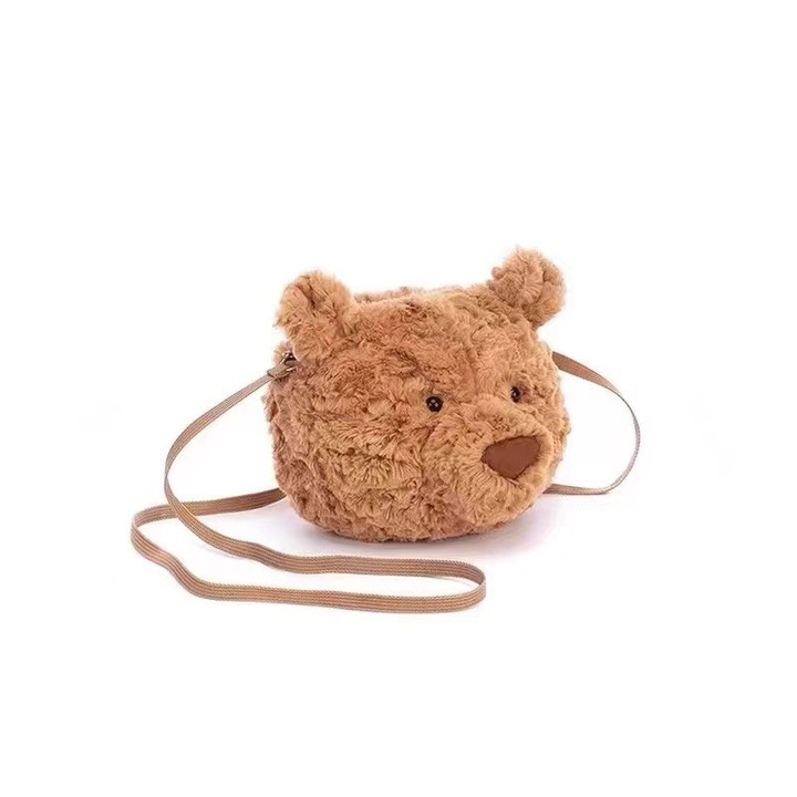 Aranyos mackófej plüss játék hátizsák, 18 cm