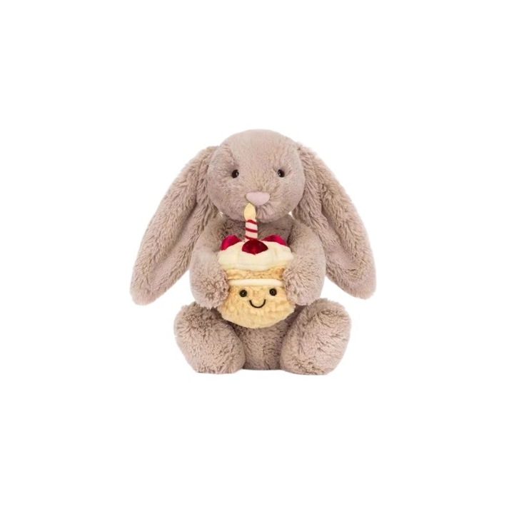 Плюшена играчка Заек Торта, очарователен дизайн, многоцветен, 31см