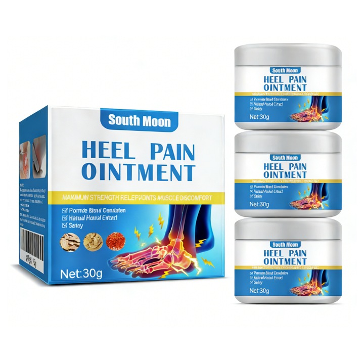 Balzsam sarokfájdalomra, 30g, sarok-, lábujj- és plantáris sarkantyú diszkomfortra, South Moon, 3 darabos szett