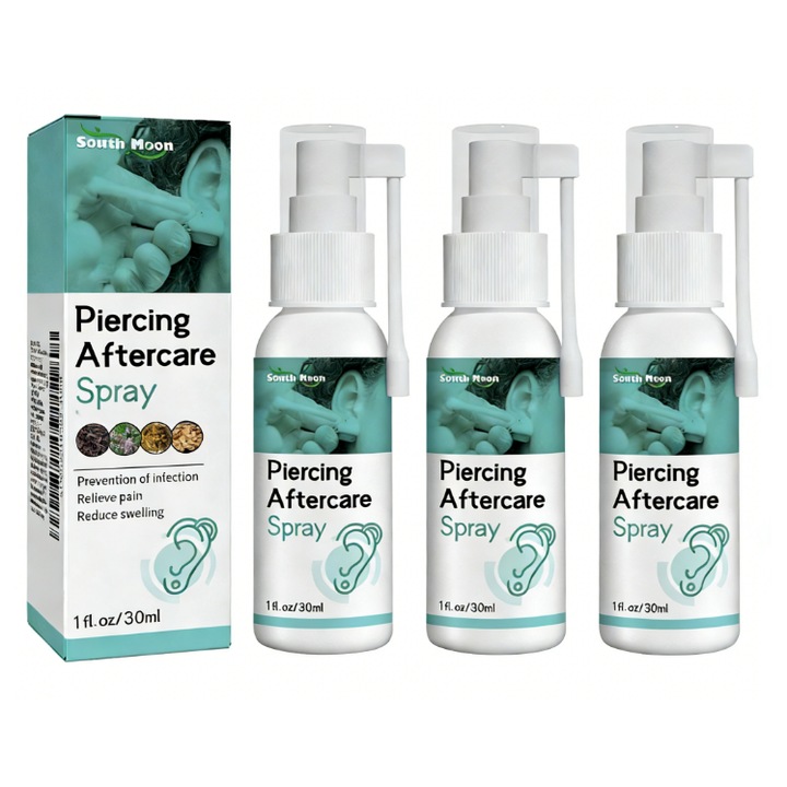 Спрей за грижа за пиърсинг, 30 мл, нежна формула, лесен за пренасяне