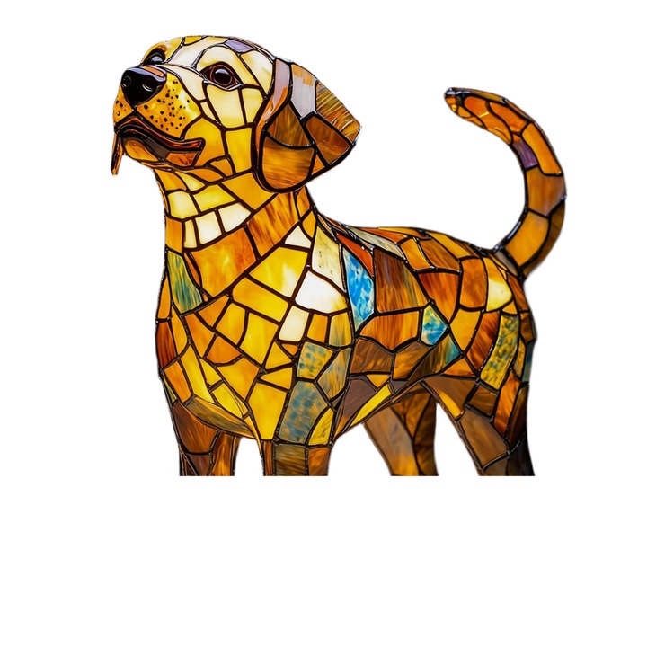 Veioza decorativa din sticla colorata, design caine, stil retro, 3D, dimensiuni compacte