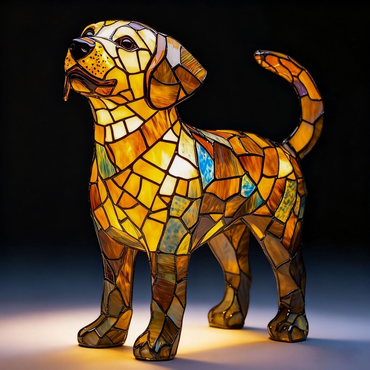 Veioza de masa caine, rasa Labrador, rasina colorata, 3D, compacta, multicolora