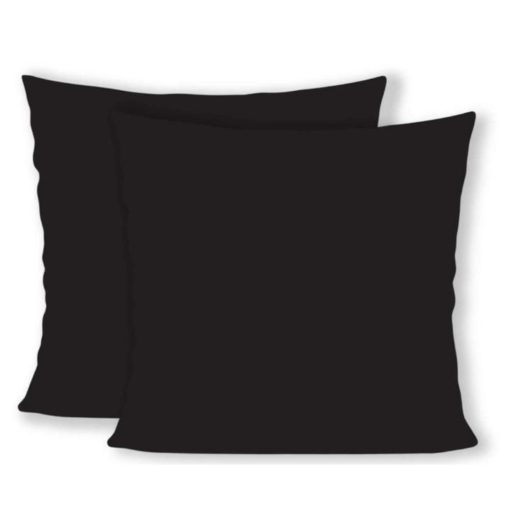 Set 2 Fete de Perna 40x40 Bumbac, Negru, Inchidere cu Fermoar