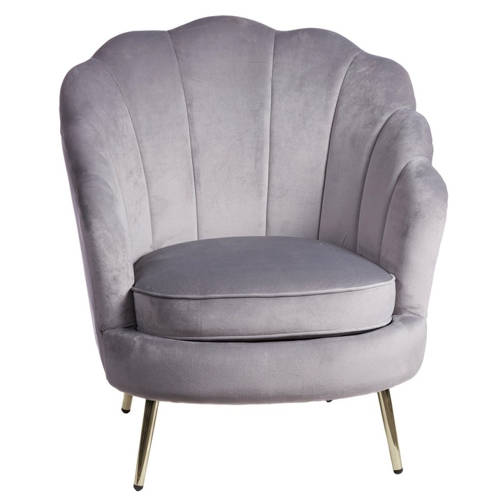 Fotoliu catifea gri 75 x 71 x 84 cm