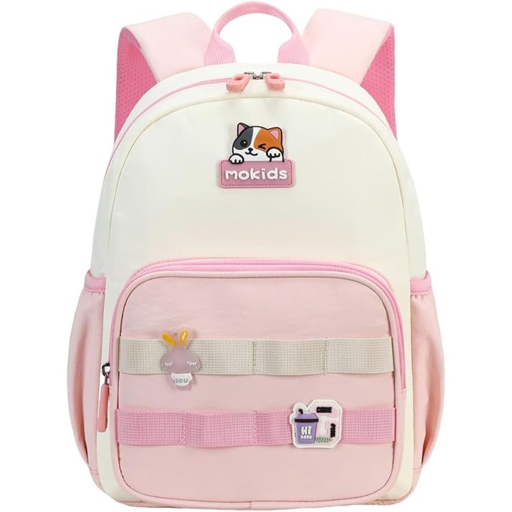 Ghiozdan copii gradinita 2–5 ani JOYSTOS, impermeabil, spate ergonomic, bretele reglabile, buzunare multiple, roz