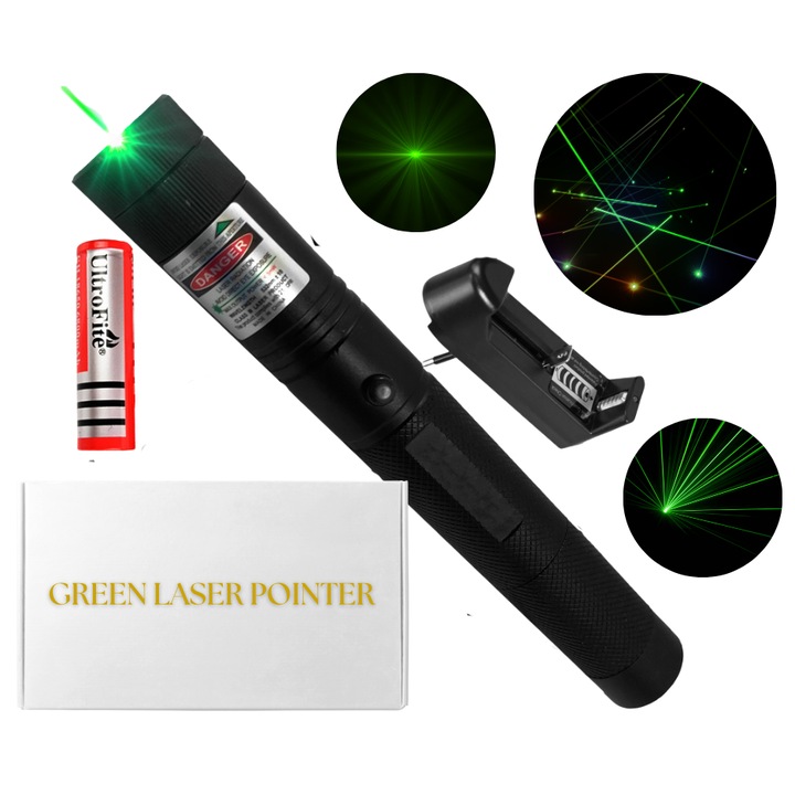 Indicator laser WS15, verde, din aluminiu, cu acumulator Li-Ion