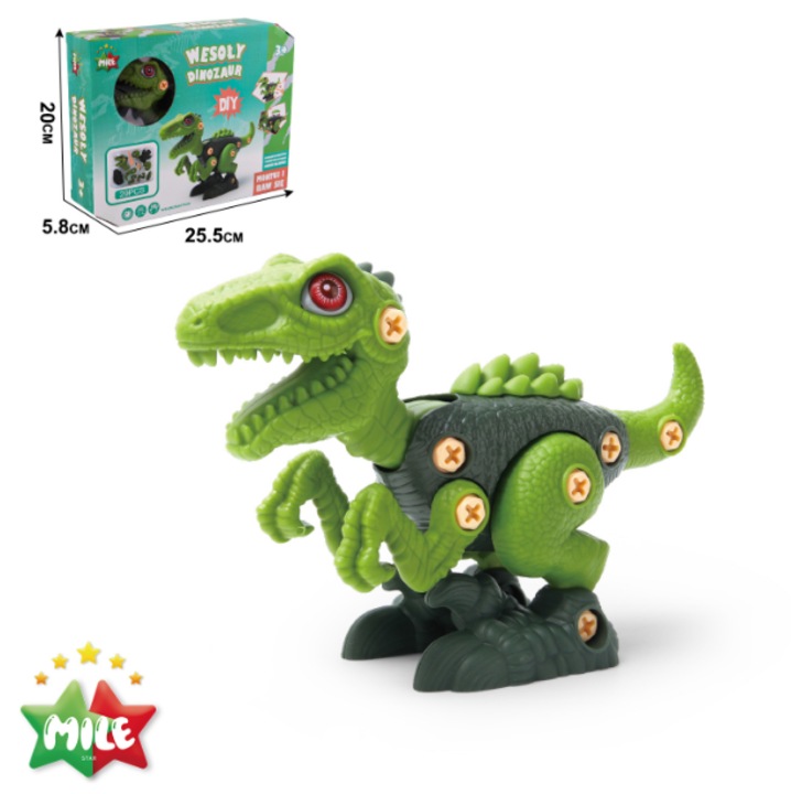 Set de constructie DIY, Luka, Velociraptor, 29 elemente, 3+ ani