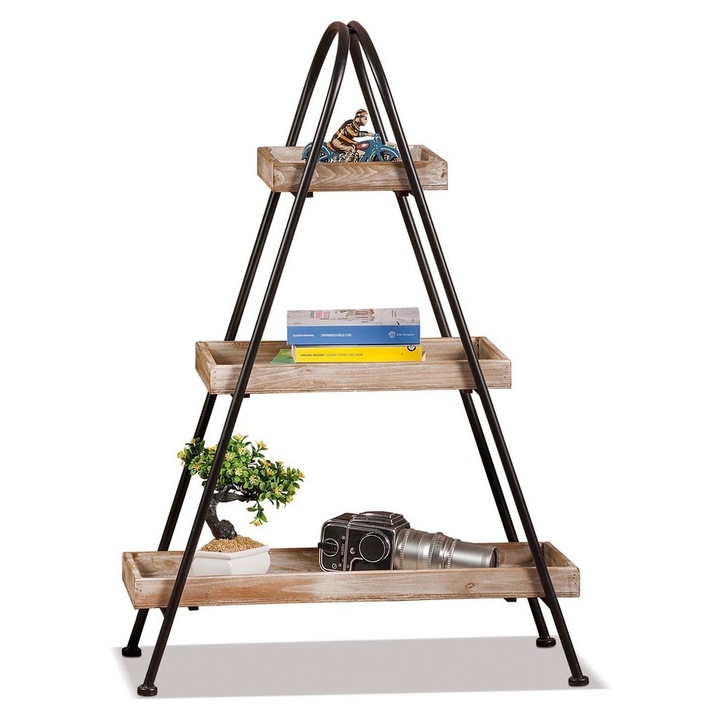 Raft lemn maro fier negru 69,5 x 34 x 103 cm