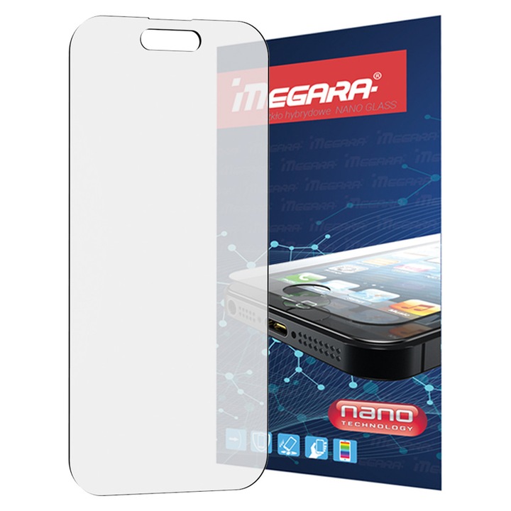 Folie protectie telefon Megara, sticla hibrida elastica Full Glue, transparenta, pentru Apple iPhone 17 Pro Max