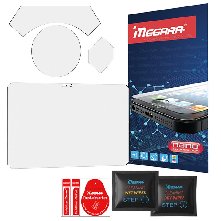 Set protectie 4w1 Megara pentru Cubot Tab KingKong, sticla hibrida, lanterna, obiectiv aparat foto, panou spate, negru