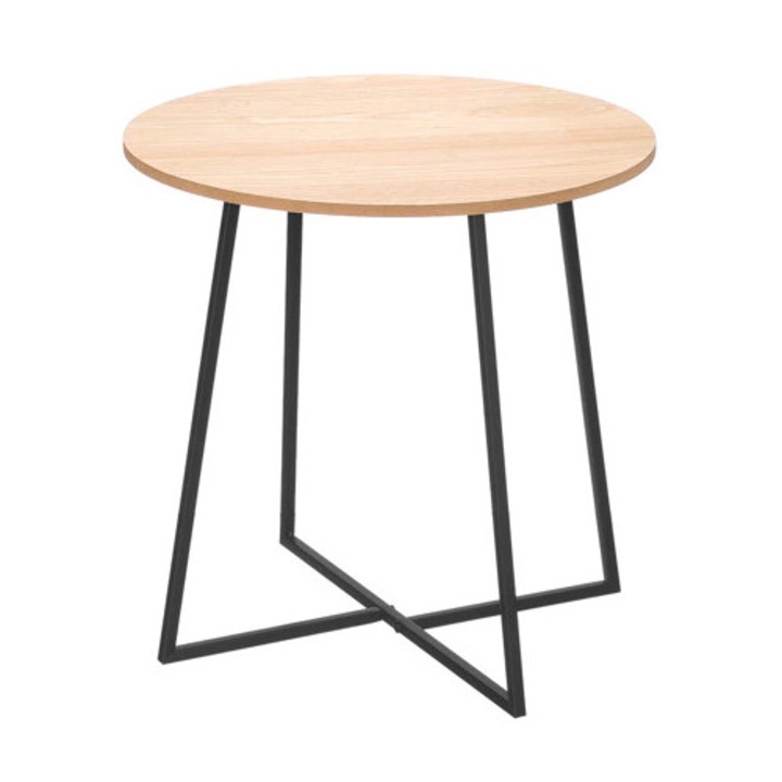 Странична маса, максимално натоварване 5 кг, 40 x 40 x 40 см, дърво и метал, естествен и черен