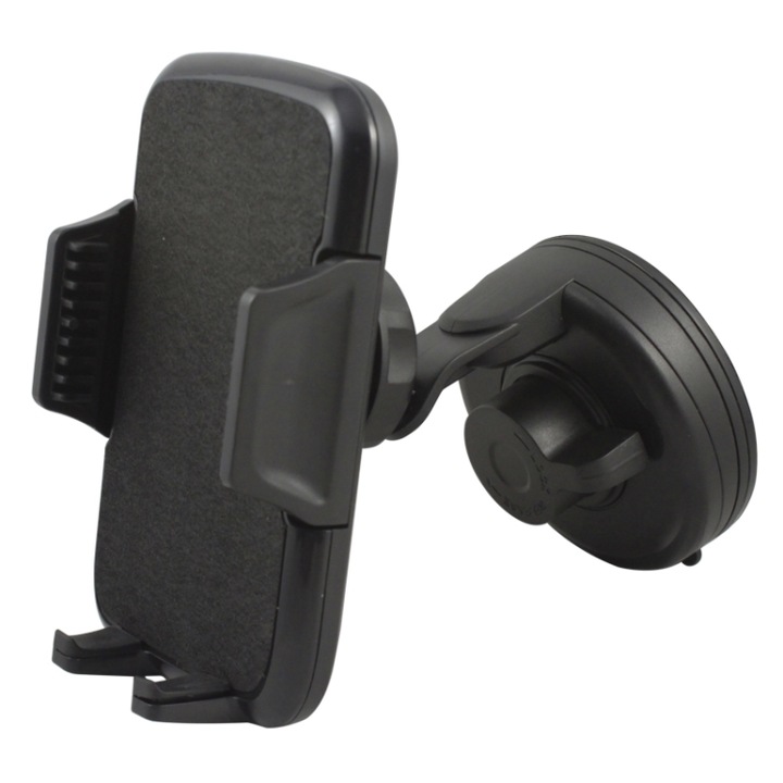 Suport auto cu ventuza rotativ 360°, pentru telefoane inteligente, negru